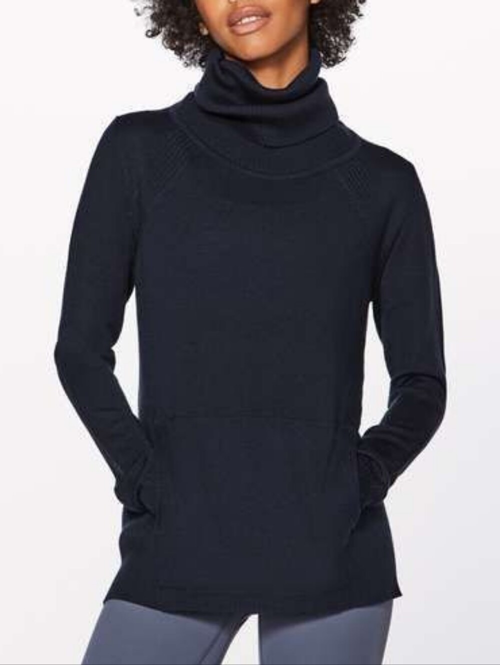 Lululemon Sweat & Savasana Black Turtleneck Ribbed Knit Merino Wool Sweater